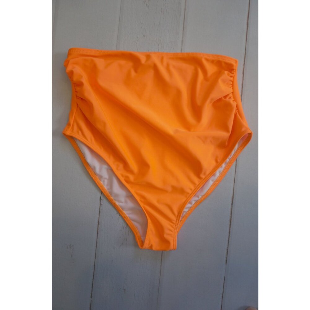 High-Waisted Neon Orange Bikini Bottoms - Size M, NWOT